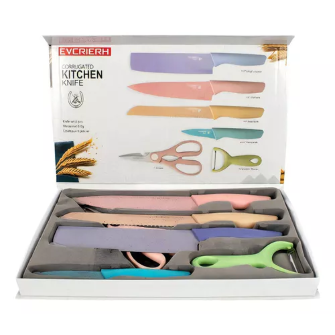 combo cuchillos x6 y sarten mini 3 comp